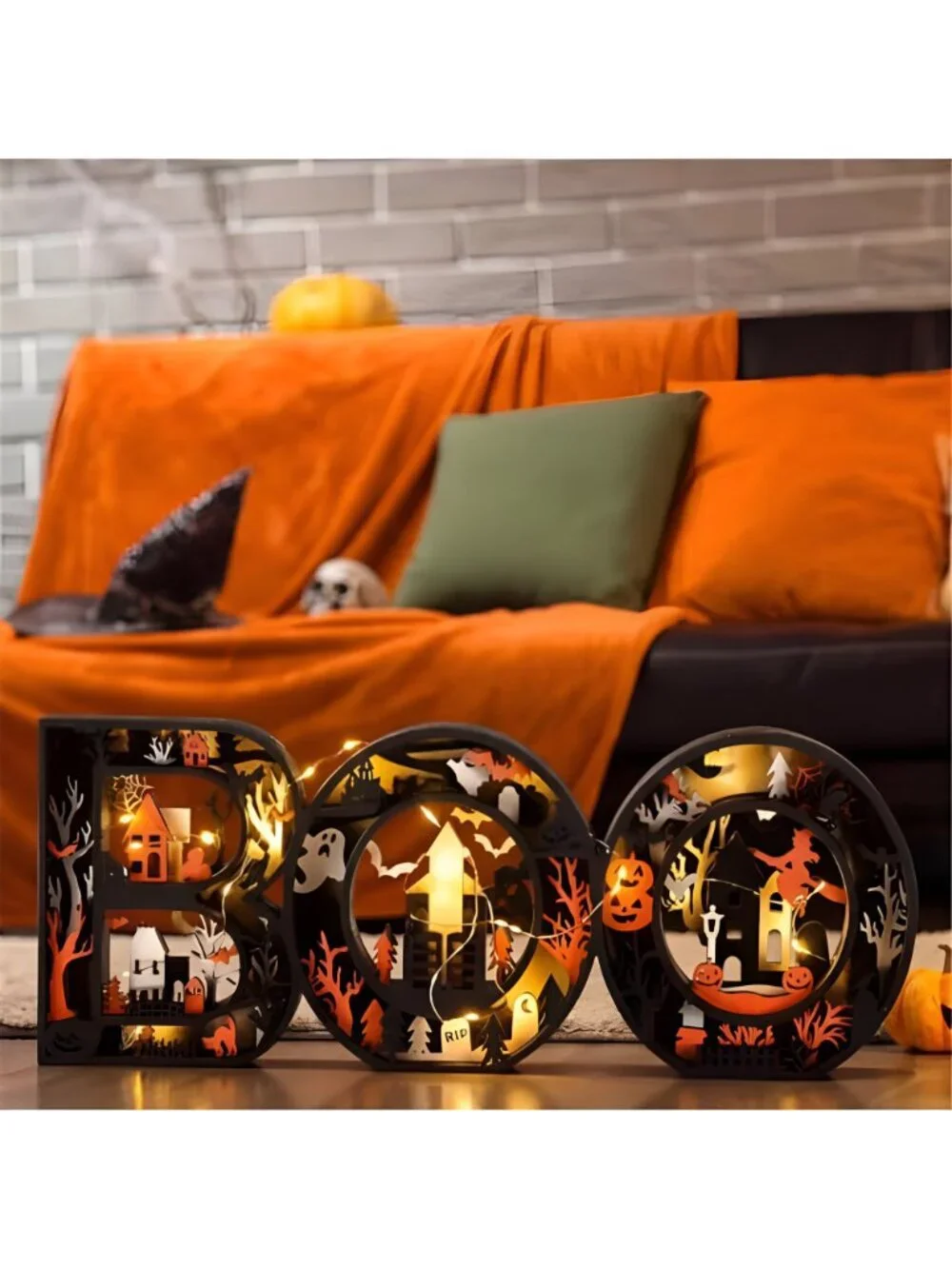 Halloween Decor Indoor Boo Sign Marquee Light up Letters Table Decor